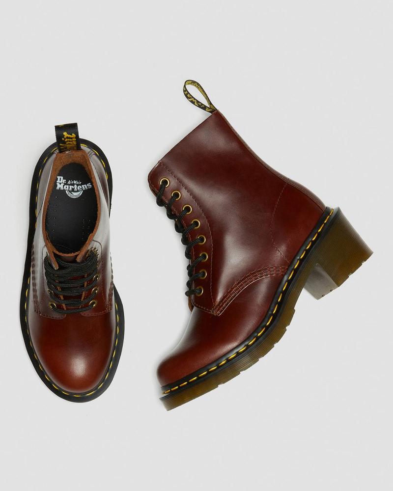 Botas de Tacon Dr Martens Clemency Cuero Tacón Mujer Marrom | MX 631YXF